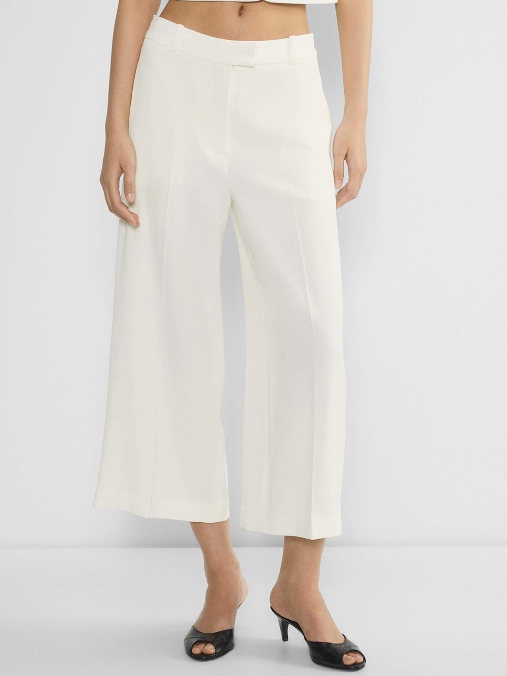 Aritzia Babaton Entity Pant in Espace White Cropped High-Rise Wide-Leg Size 00